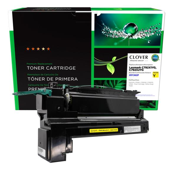 REMANUFACTURED LEXMARK HIGH YIELD YELLOW TONER CARTRIDGE  - C792X1YG, C792X2YG