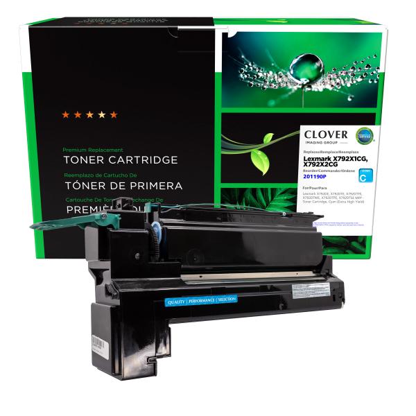 REMANUFACTURED LEXMARK EXTRA HIGH YIELD CYAN TONER CARTRIDGE  - X792X1CG, X792X2CG