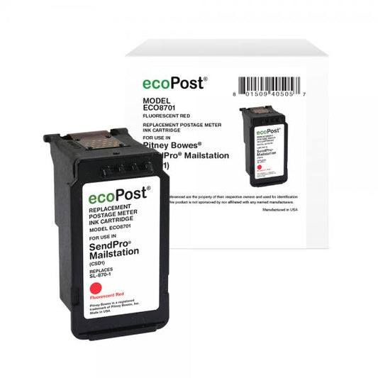 REMANUFACTURED PITNEY BOWES POSTAGE METER RED INK CARTRIDGE - SL-870-1