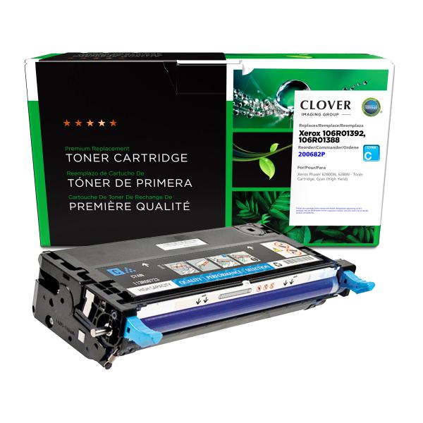 REMANUFACTURED XEROX HIGH YIELD CYAN TONER CARTRIDGE  - 106R01392, 106R01388