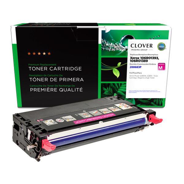 REMANUFACTURED XEROX HIGH YIELD MAGENTA TONER CARTRIDGE  - 106R01393, 106R01389