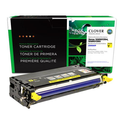 REMANUFACTURED XEROX HIGH YIELD YELLOW TONER CARTRIDGE  - 106R01394, 106R01390