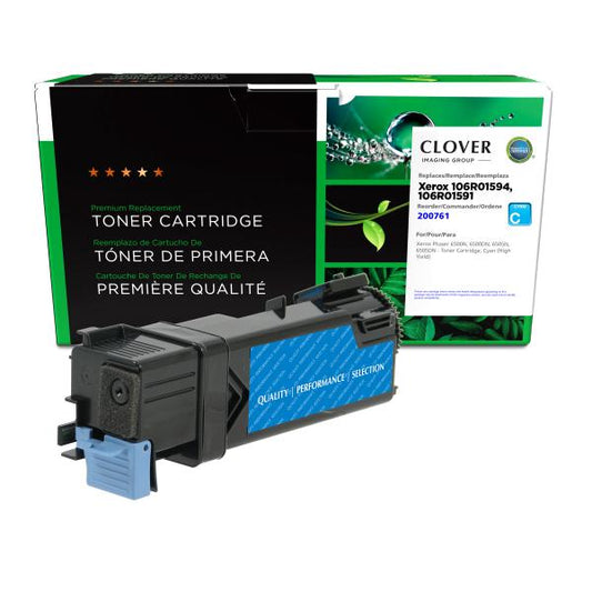 REMANUFACTURED XEROX HIGH YIELD CYAN TONER CARTRIDGE  - 106R01594, 106R01591