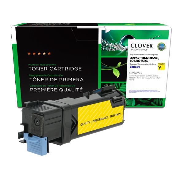 REMANUFACTURED XEROX HIGH YIELD YELLOW TONER CARTRIDGE  - 106R01596, 106R01593