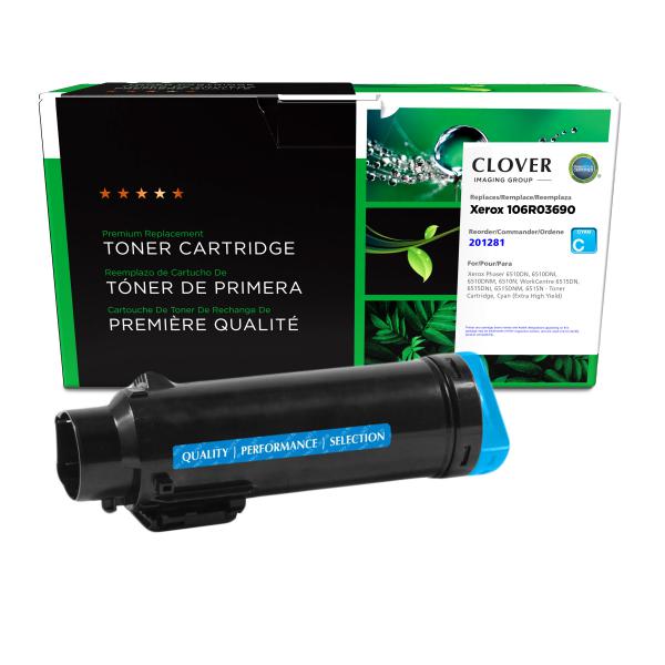 REMANUFACTURED XEROX EXTRA HIGH YIELD CYAN TONER CARTRIDGE  - 106R03690