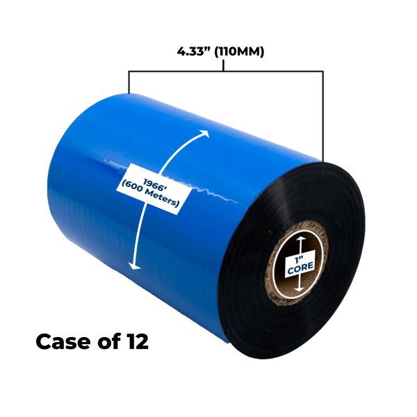 NON-OEM MONARCH NEW HIGH PERFORMANCE WAX RIBBON 110MM X 600M (12 RIBBONS/CASE)  - FMD1107CXC