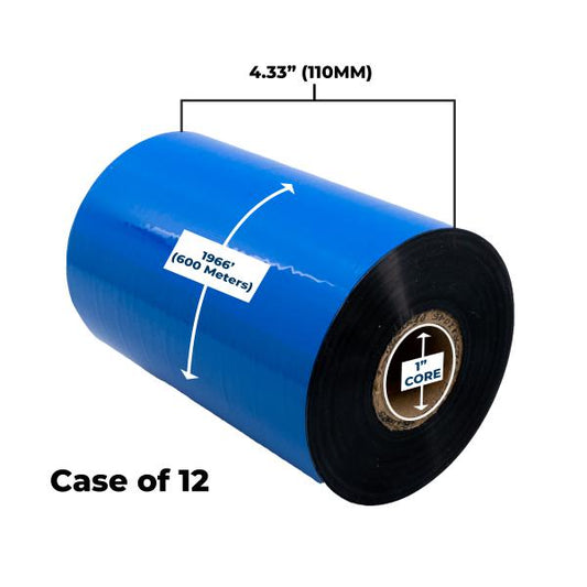 NON-OEM MONARCH NEW HIGH PERFORMANCE WAX RIBBON 110MM X 600M (12 RIBBONS/CASE)  - FMD1107CXC