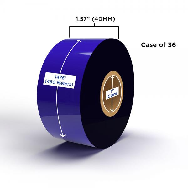 NON-OEM ZEBRA NEW ENHANCED RESIN RIBBON 40MM X 450M (36 RIBBONS/CASE)  - 05095BK04045, 06200BK04045