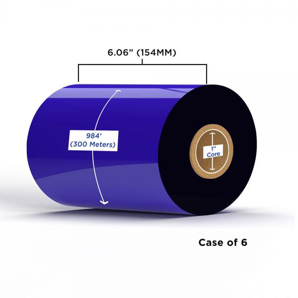 NON-OEM ZEBRA NEW ENHANCED RESIN RIBBON 154MM X 300M (6 RIBBONS/CASE)  - 05095BK15430