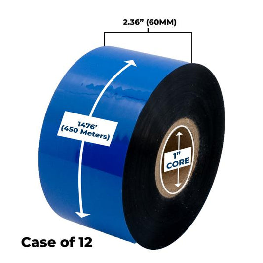 NON-OEM ZEBRA NEW PERFORMANCE WAX RIBBON 60MM X 450M (12 RIBBONS/CASE)  - 61335100034